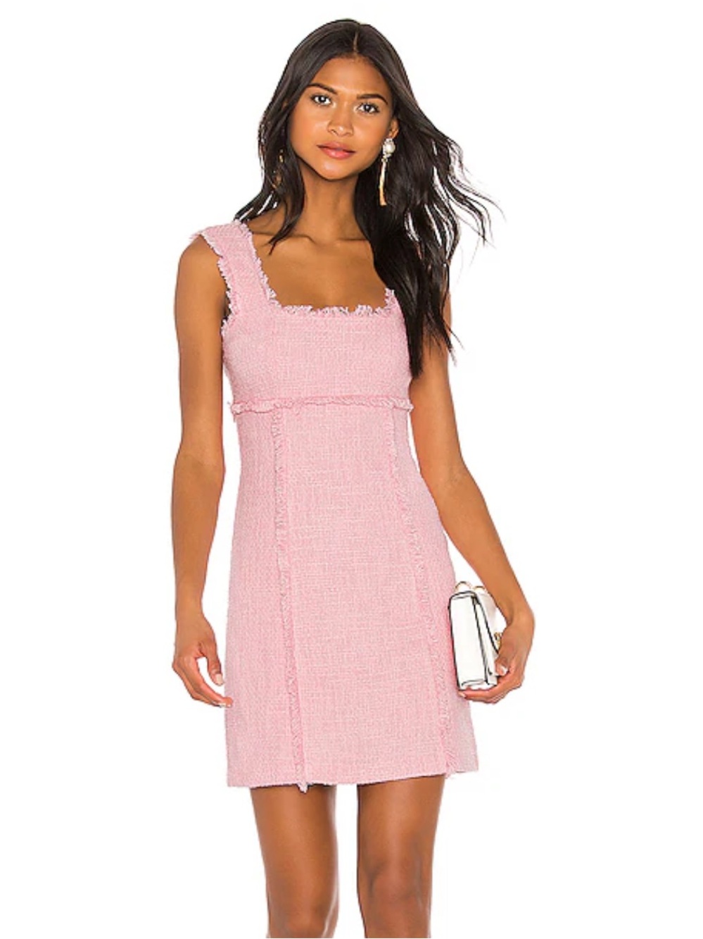 Likely Pink Tweed Square Neck Mini Dress